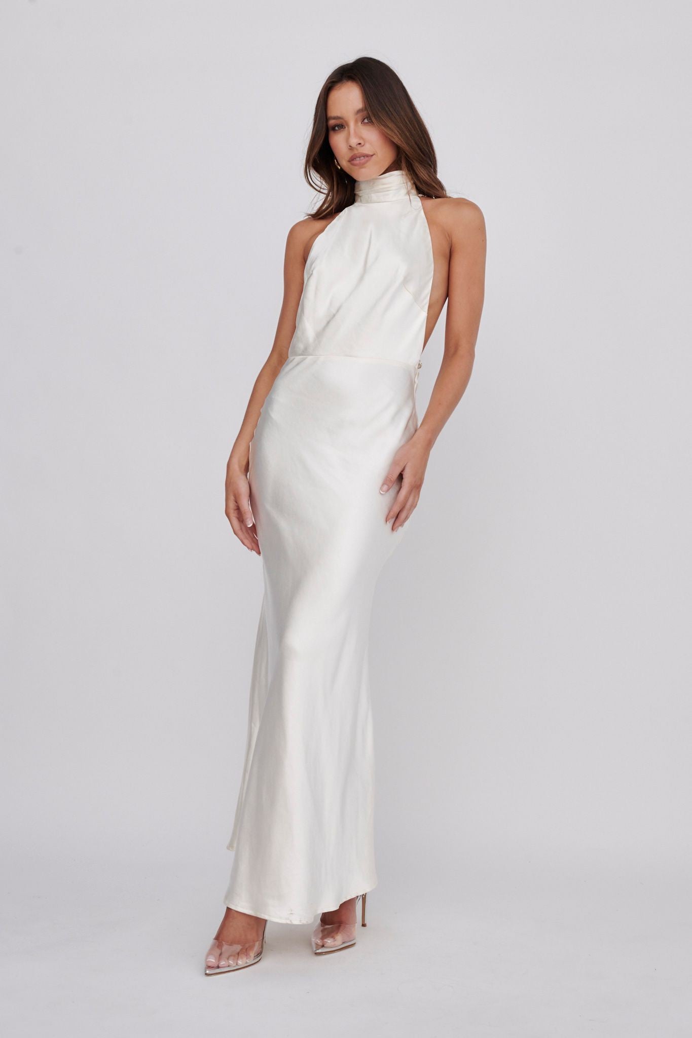 Suzie Halterneck Satin Maxi Dress