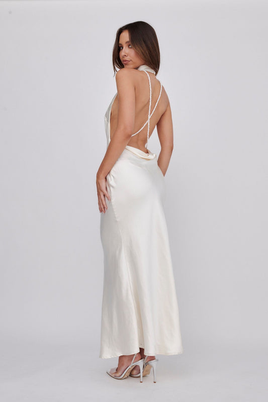 Suzie Halterneck Satin Maxi Dress