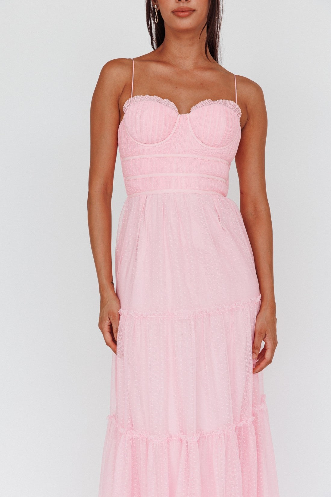 Anabell pink mesh midi Dress