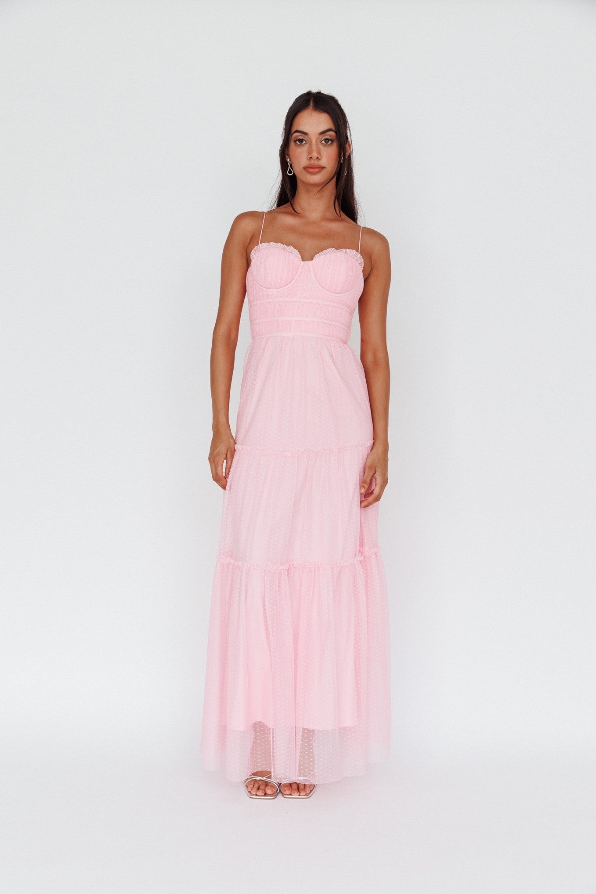 Anabell pink mesh midi Dress