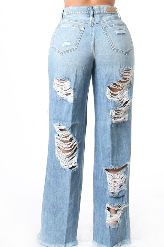 Baby Blue Ripped Boyfriend Jeans