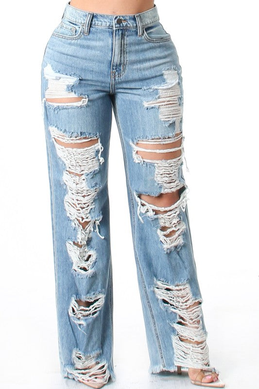 Baby Blue Ripped Boyfriend Jeans