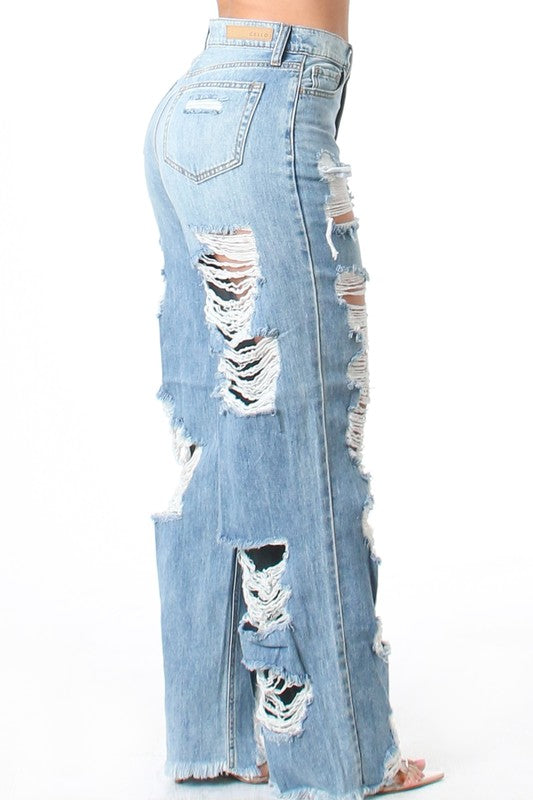 Baby Blue Ripped Boyfriend Jeans