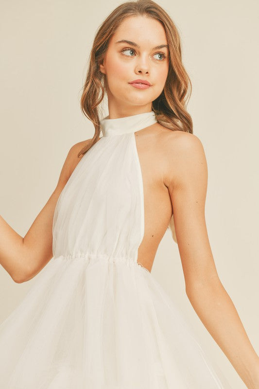 Lindsey Open back halter tutu dress