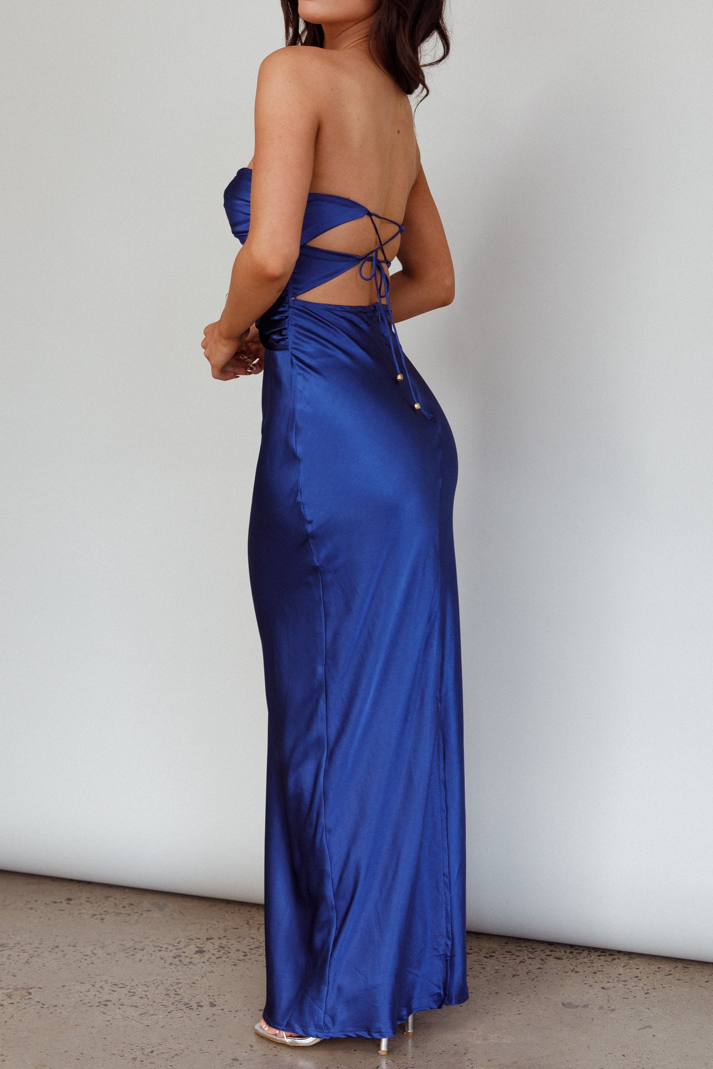 Navy Gabby Satin maxi