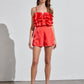 Coral ruffle top