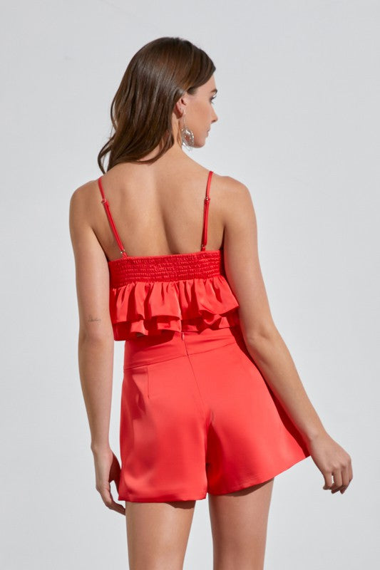 Coral ruffle top