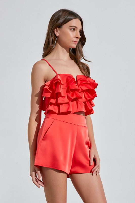 Coral ruffle top