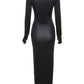 Body Contrast Long sleeve midi bodycon