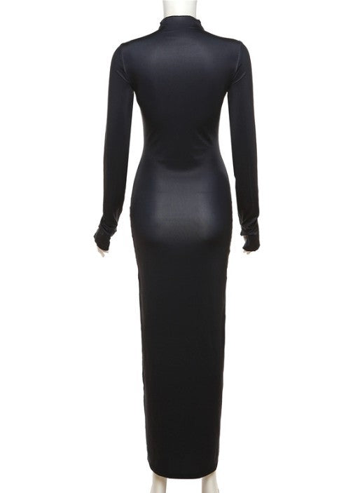 Body Contrast Long sleeve midi bodycon