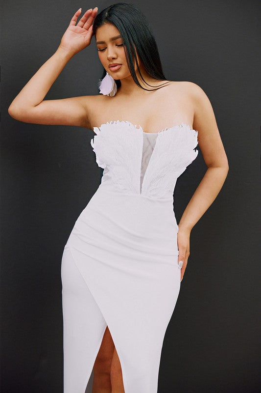 White Feather Bustier Layla gown