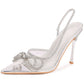 Emily Silver clear bow heels