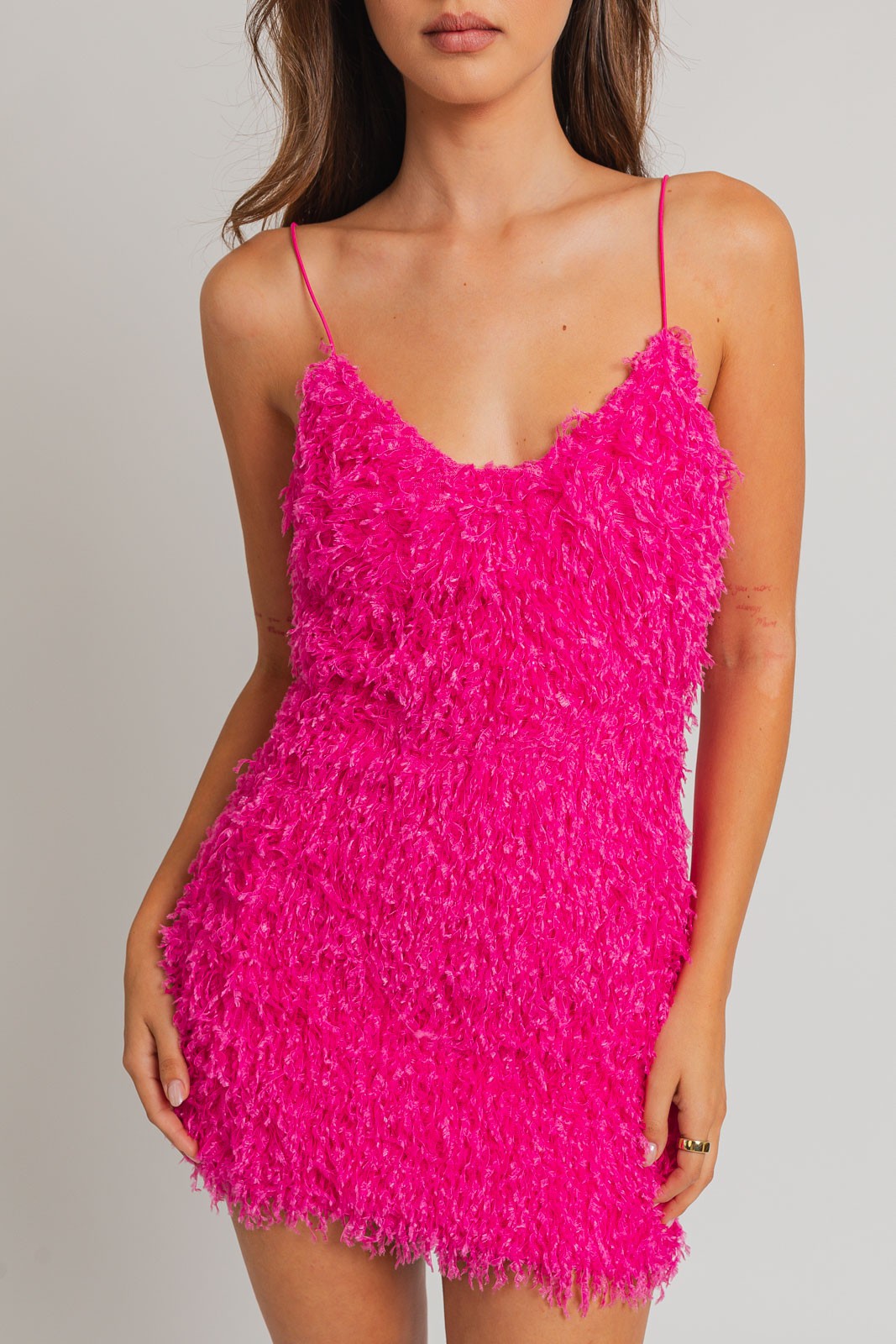 Layla Pink fur Mini dress