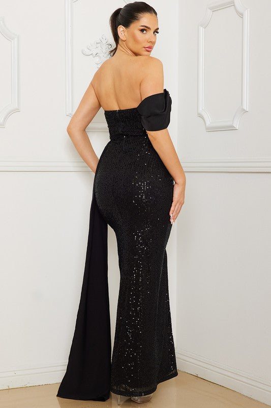 Tara Sequin Long Gown dress