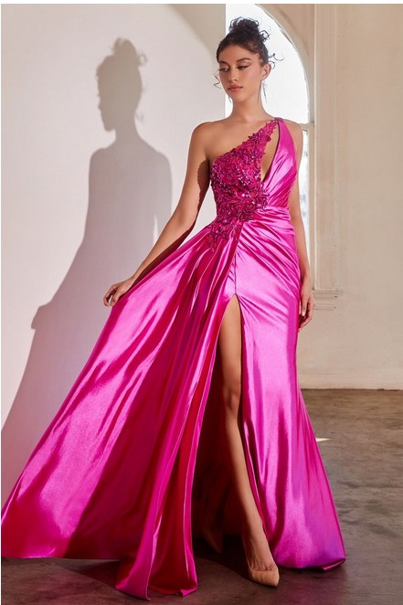 Tammy Satin one shoulder Gown