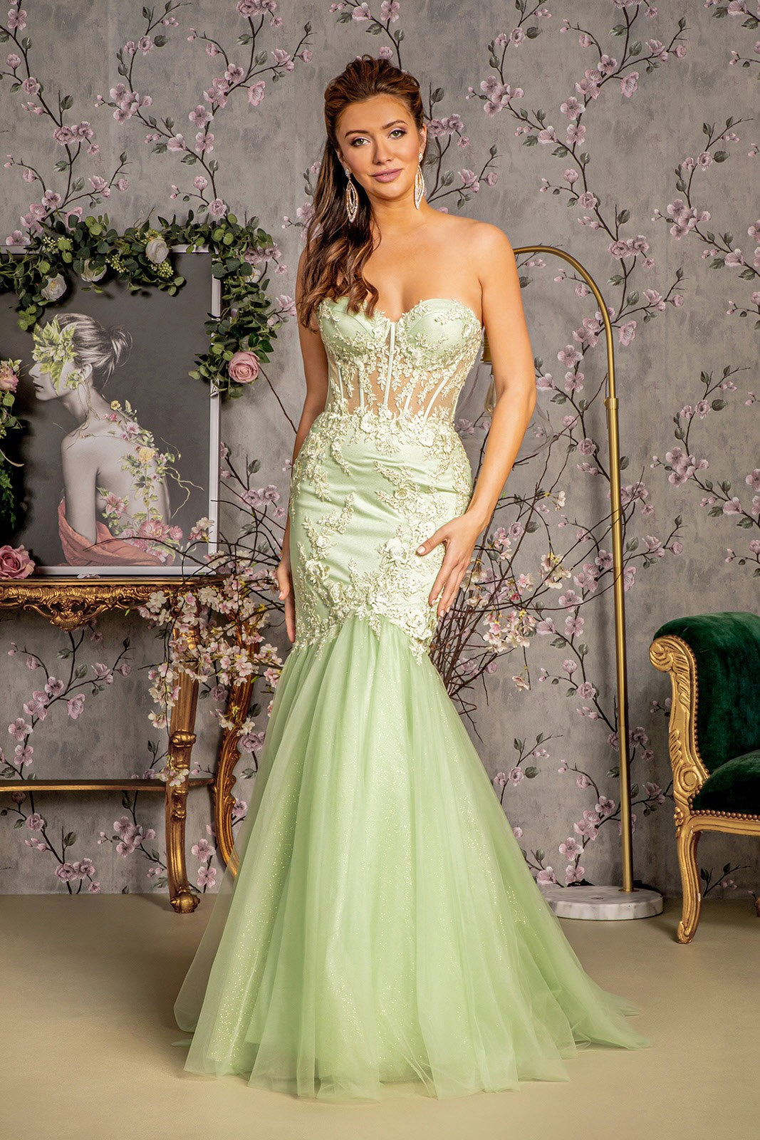 Fiona Green Prom dress, wedding guest dress, mermaid formal dress