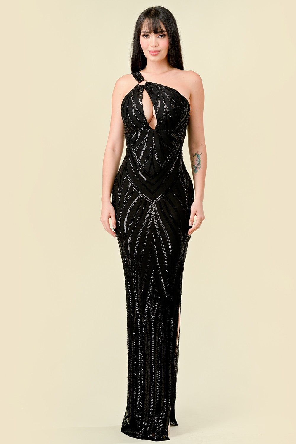 Black Sequin Gown