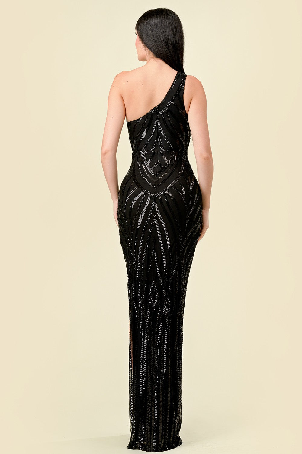 Black Sequin Gown