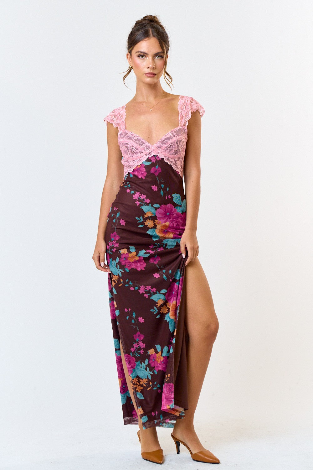 Angela Floral Mesh Maxi