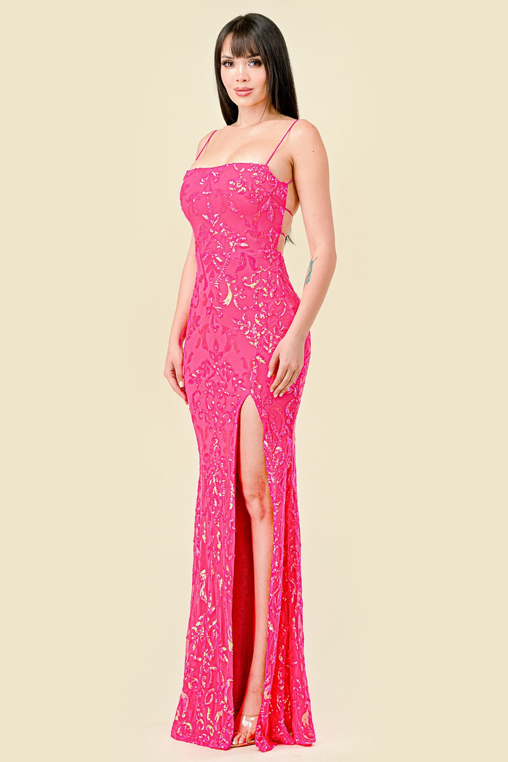 Sequin Embellished pink Elegant dress