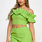 Cata Ruffle crop top with Short set