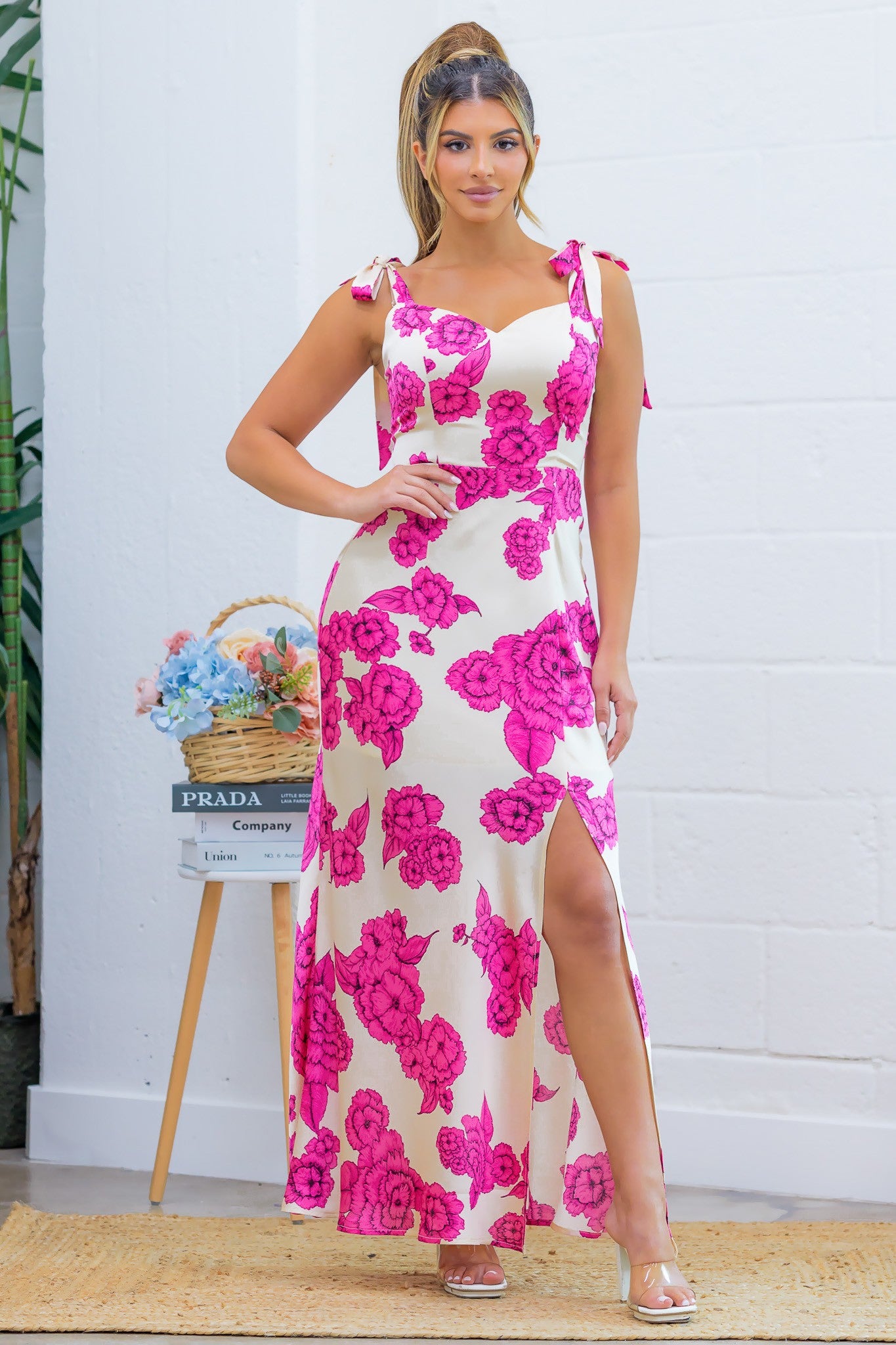 Laura Pink Floral Maxi dress