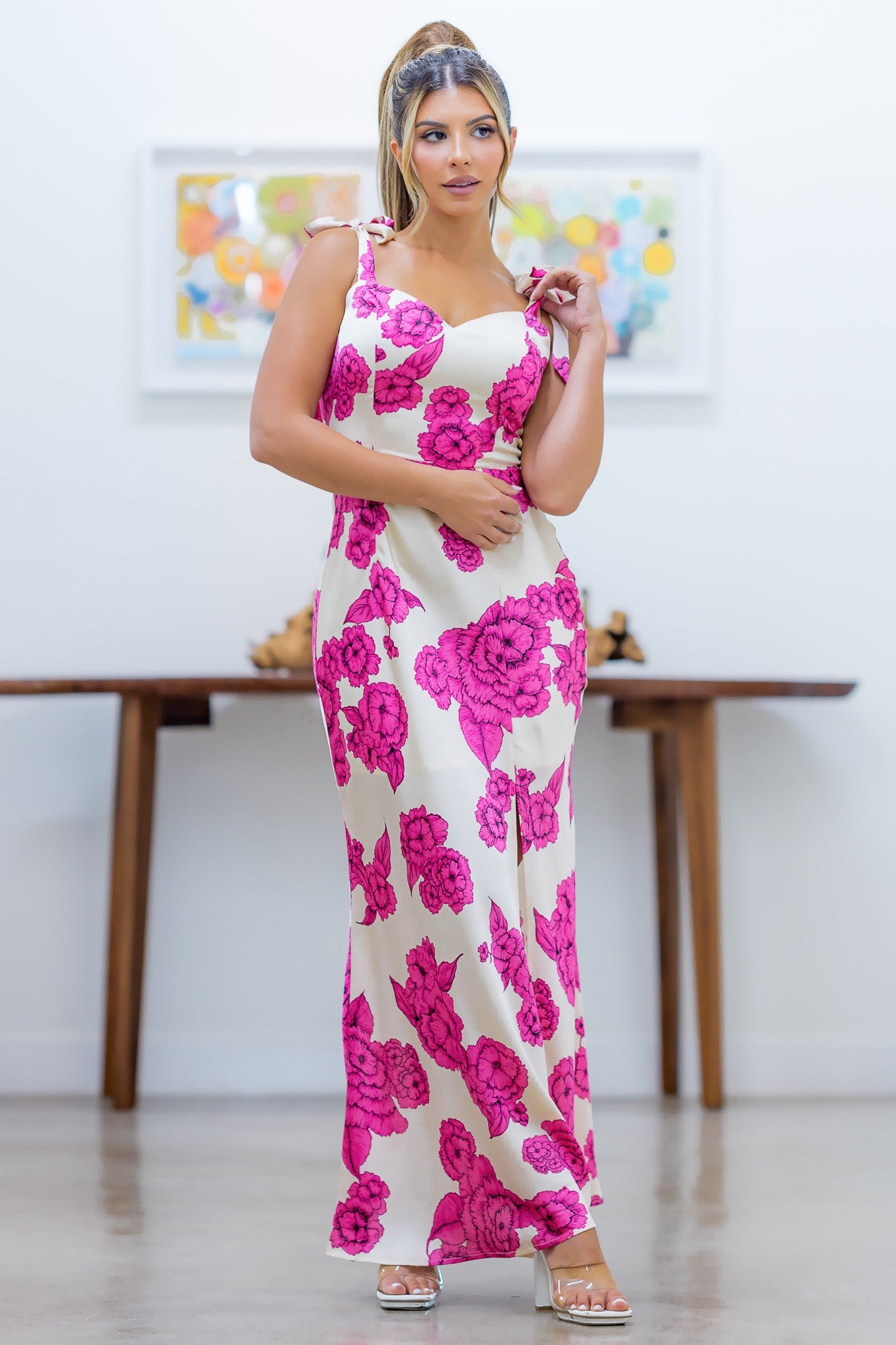 Laura Pink Floral Maxi dress