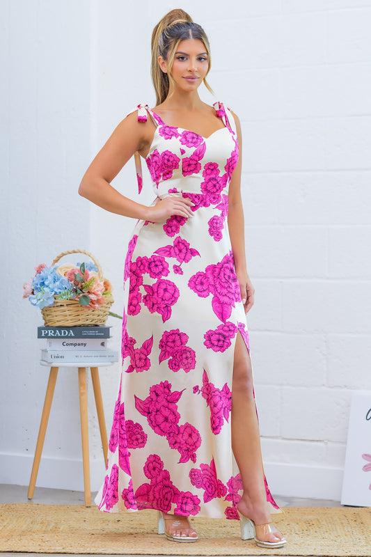 Laura Pink Floral Maxi dress