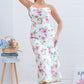 Butterfly Print Satin Maxi dress