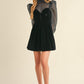 Bella Black velvet puff sleeve mini