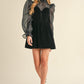 Bella Black velvet puff sleeve mini