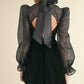 Bella Black velvet puff sleeve mini