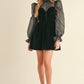 Bella Black velvet puff sleeve mini