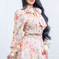 Bianca Floral Blouse with Skirt set