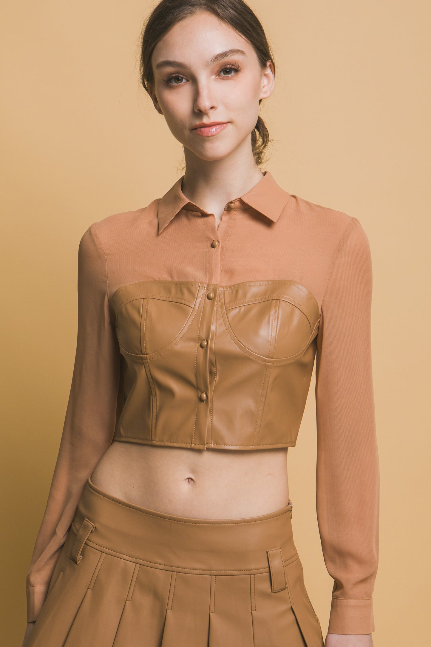 Aura leather crop top