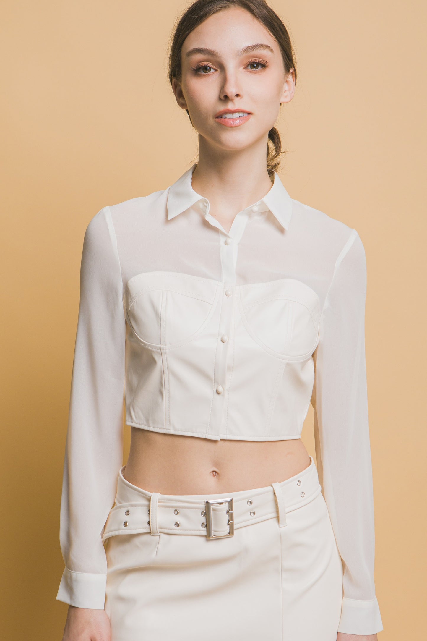 Aura leather crop top