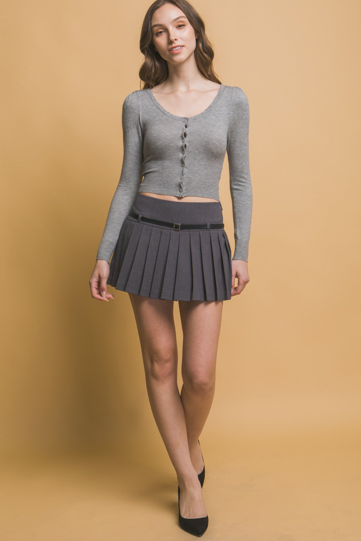 Pleated belt skort