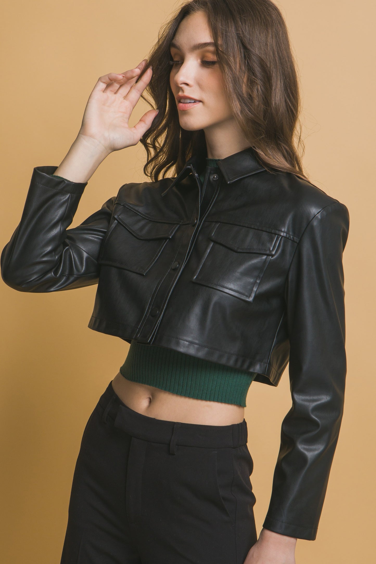 Valeria Leather Crop top Jacket