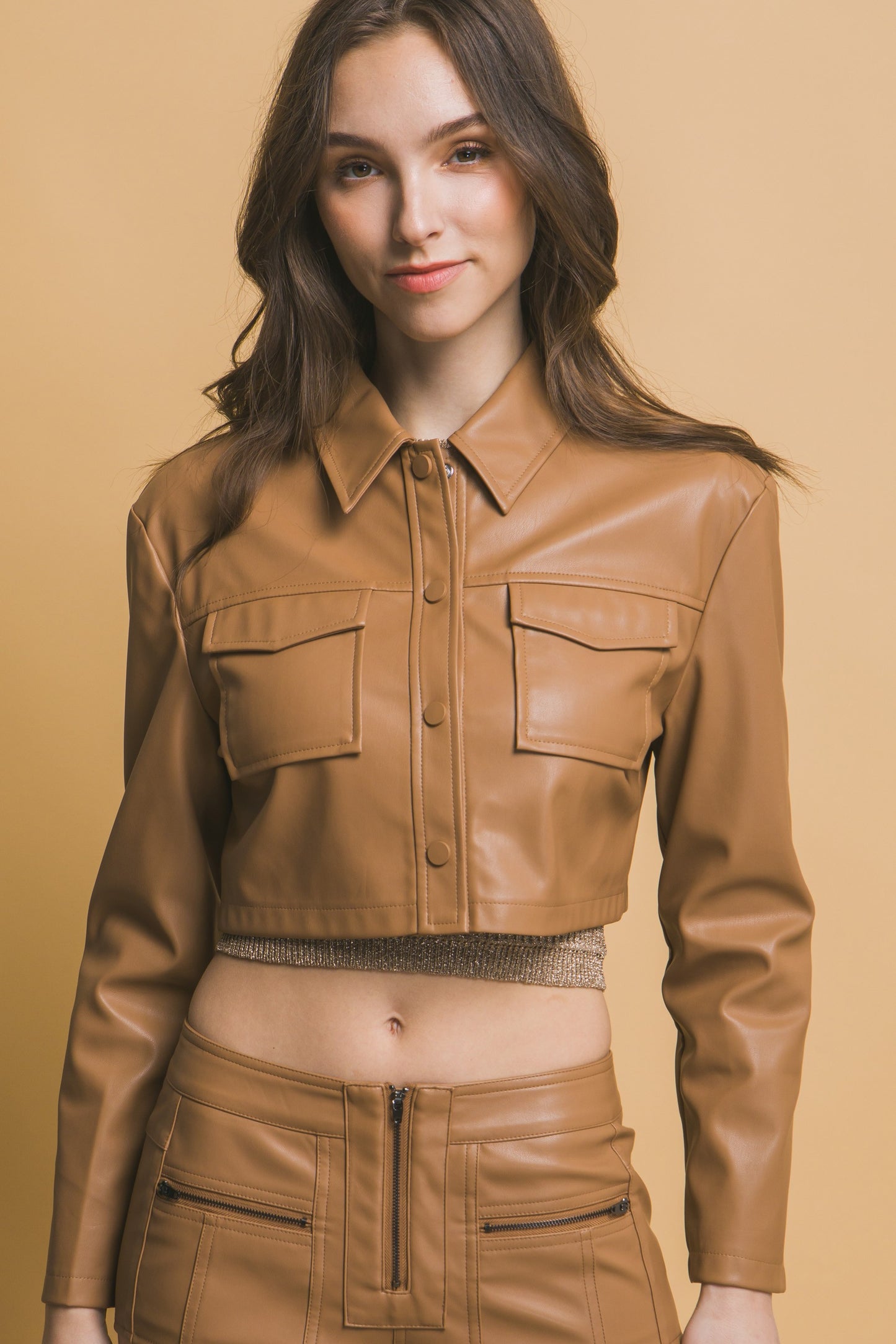 Valeria Leather Crop top Jacket