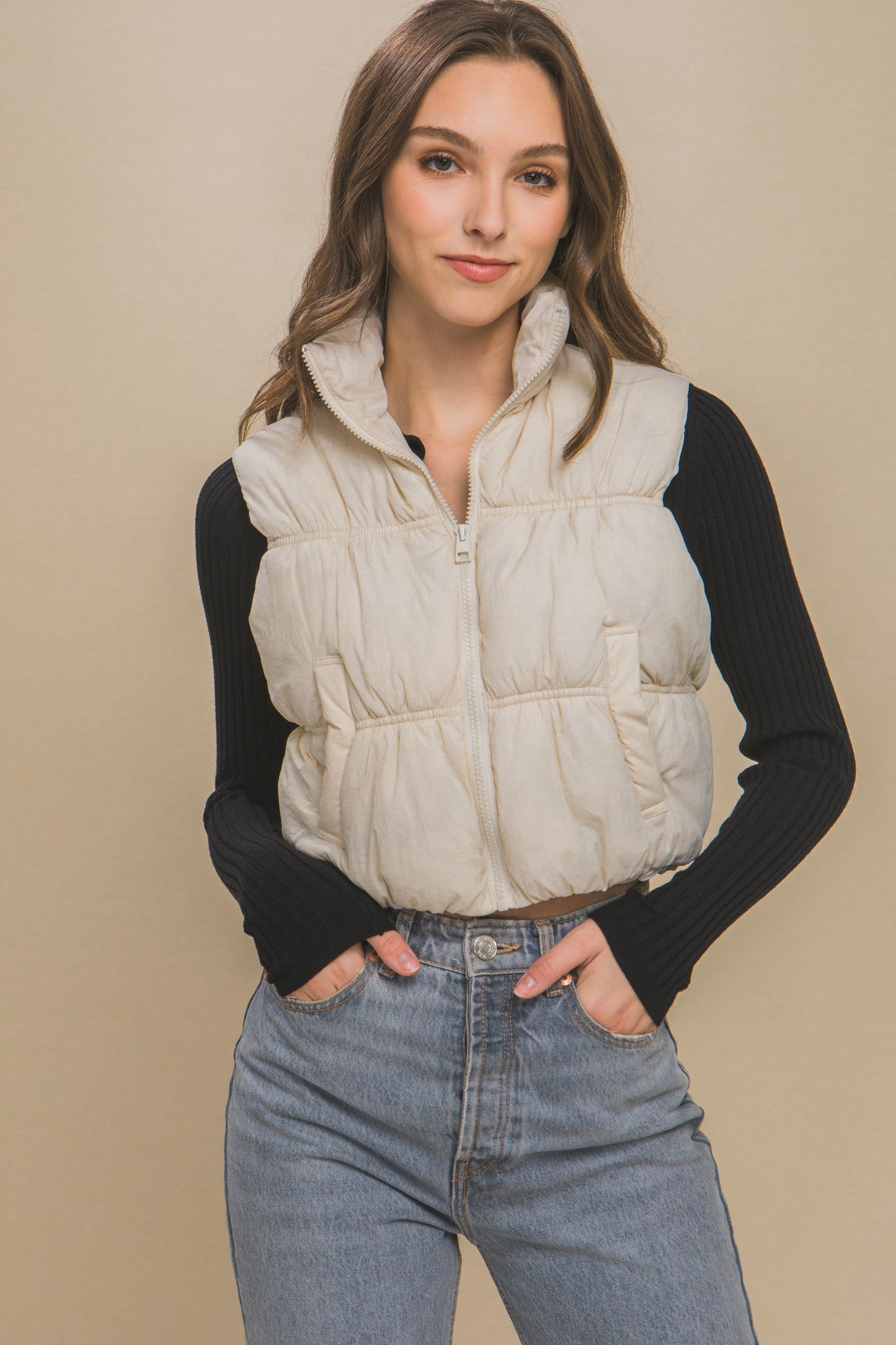 High neck Puff Vest