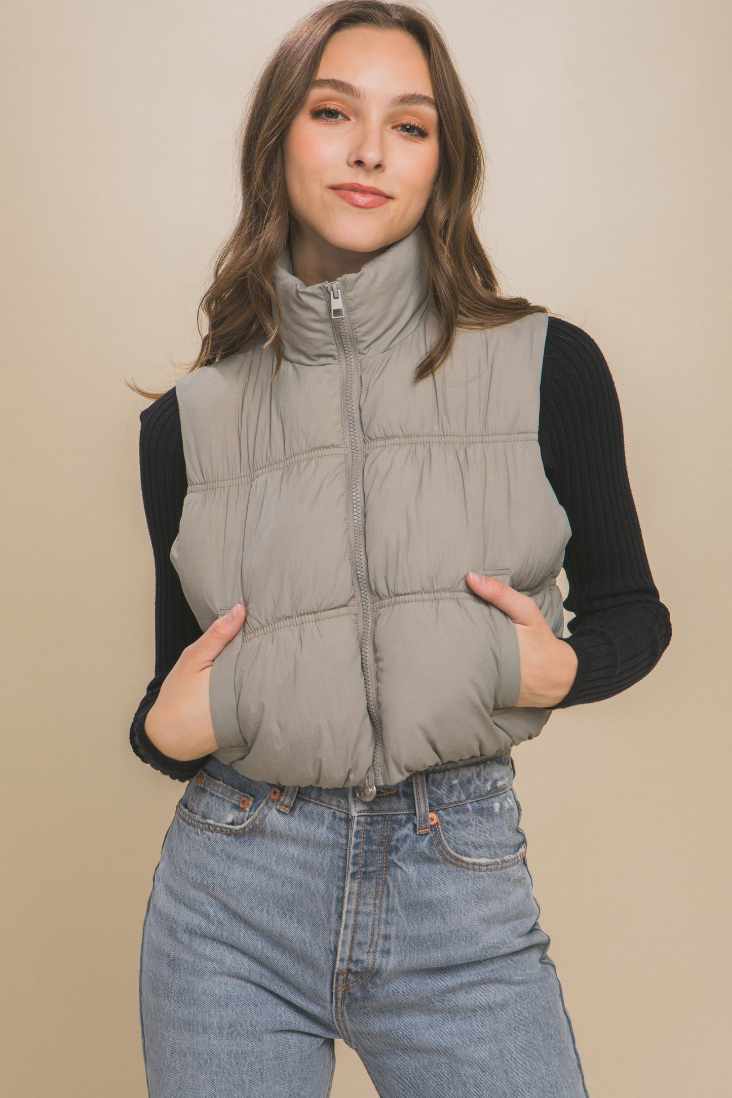 High neck Puff Vest