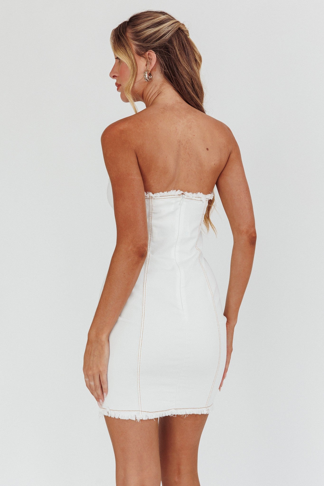 Flora White Denim Mini Dress