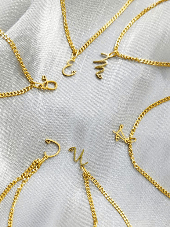 Gold Cursive Initial Necklace