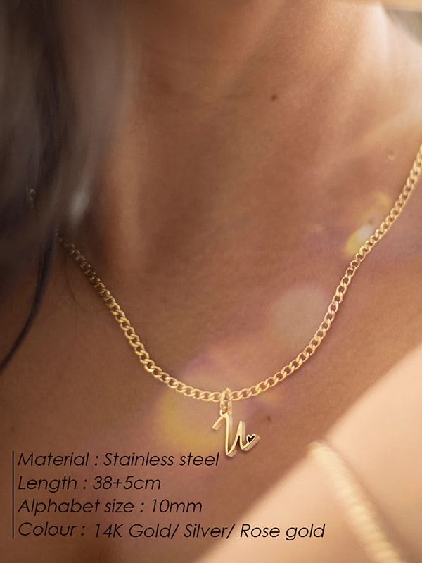 Gold Cursive Initial Necklace