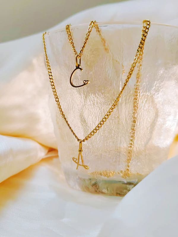 Gold Cursive Initial Necklace