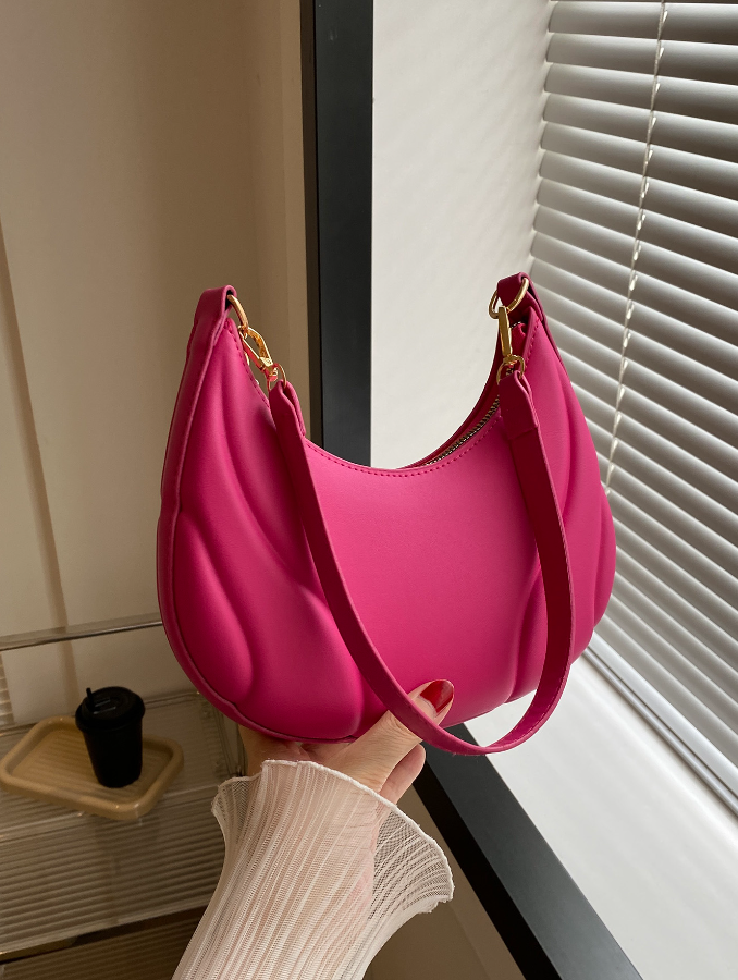 fuchsia pink leather shoulder bag