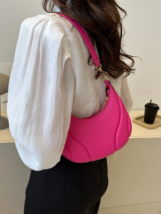 fuchsia pink leather shoulder bag