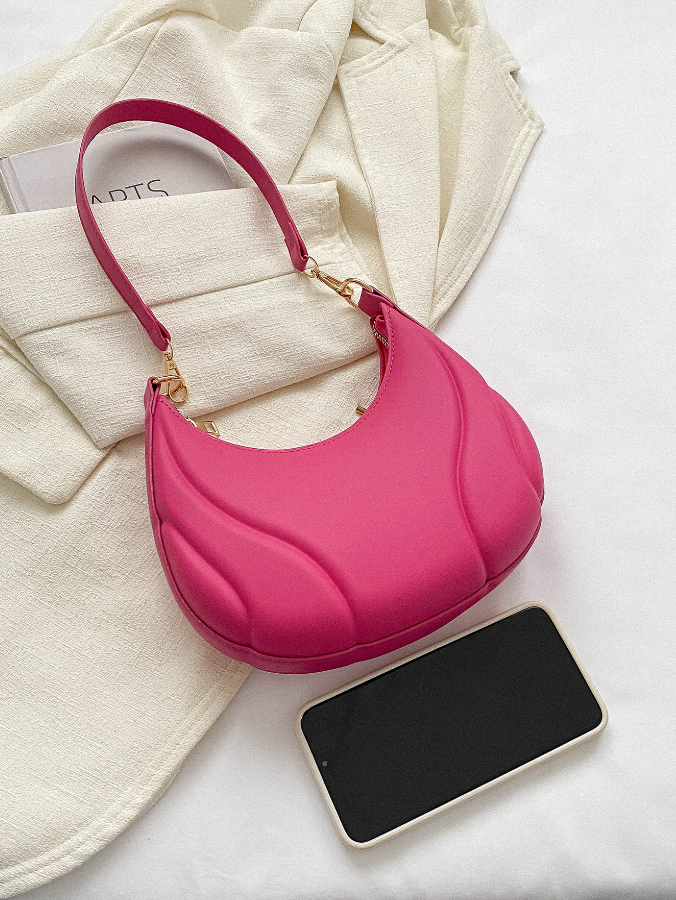 fuchsia pink leather shoulder bag