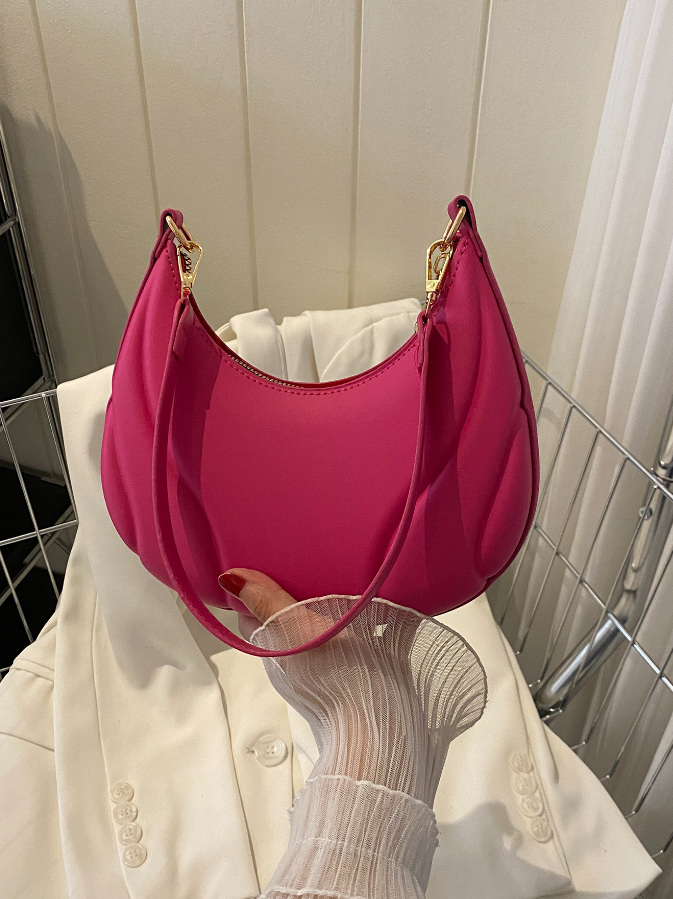 fuchsia pink leather shoulder bag