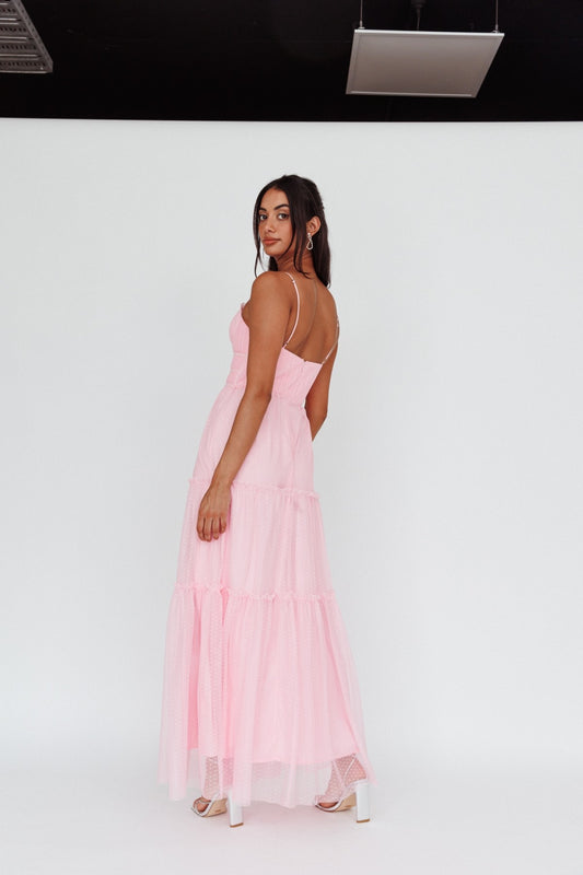 Anabell pink mesh midi Dress